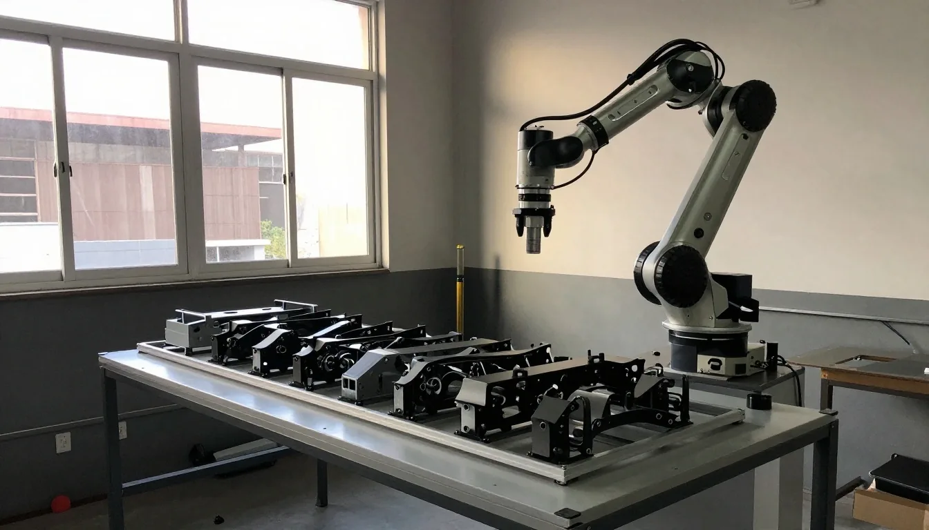 Taller de fabricación aditiva al atardecer con impresoras 3D en funcionamiento
