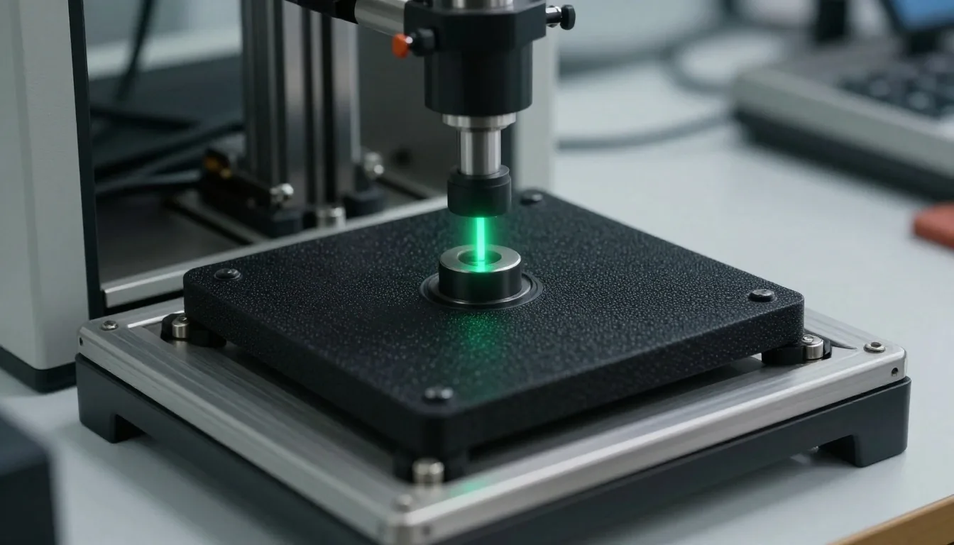 Ingeniero revisando una pieza funcional impresa en 3D bajo luz de escáner