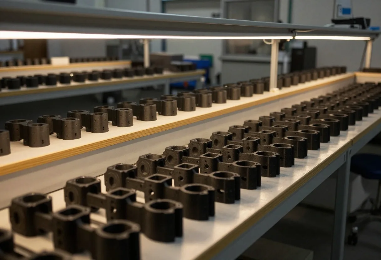 Preserie de soportes impresos en 3D alineados para control de calidad