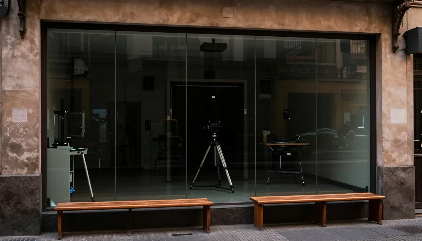 Bobina de filamento color cobre y probetas impresas en estante oscuro