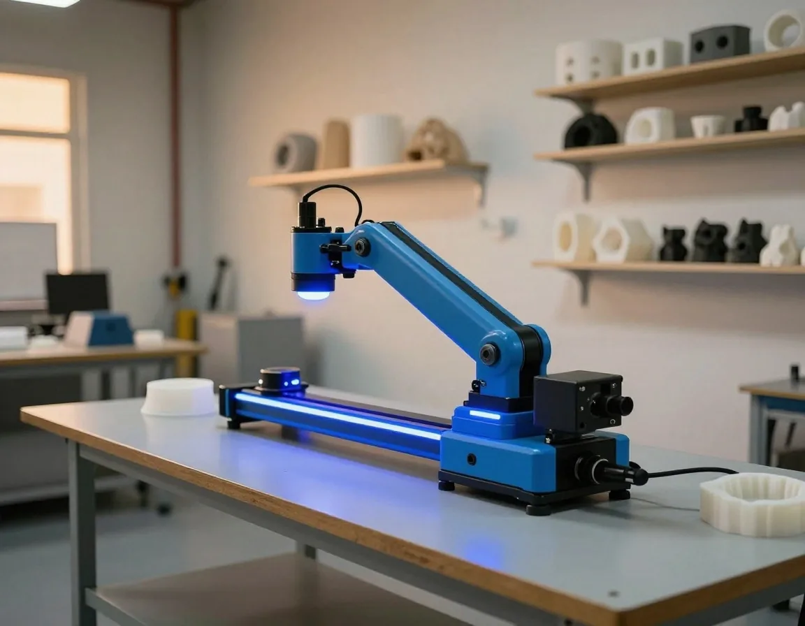 Verificación de una pieza impresa en 3D con calibre en banco de taller